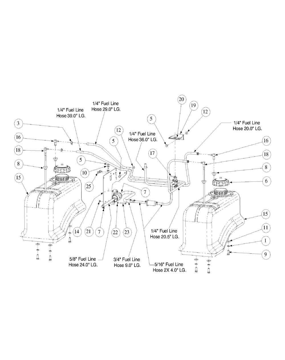 Fuel Tank Assembly Diagram and Parts List for M60-KW LC-53BB5GFX750-29HP-DFI-OHV-LC Cub Cadet Lawn Tractor